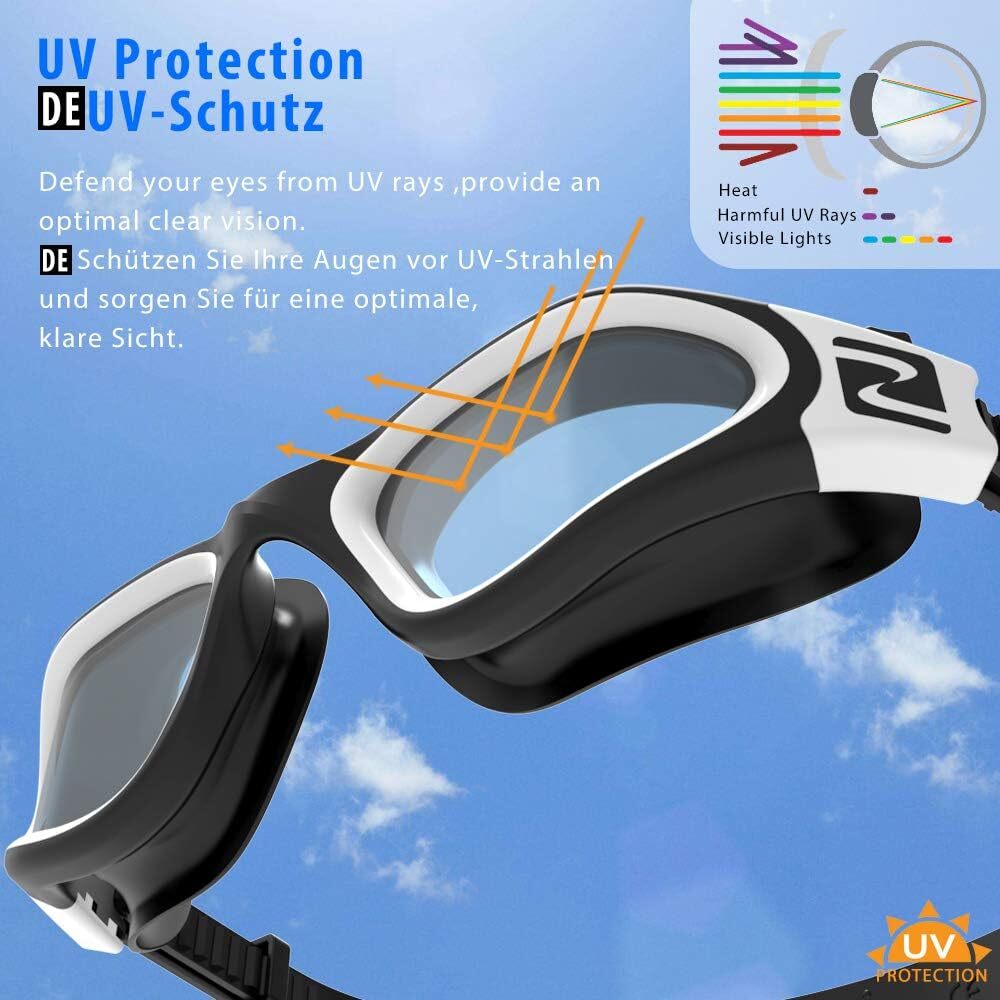 Freela Schwimmbrille Mit Nasenabdeckung – Anti-Beschlag, Gehärtetes Glas, 180° Panoramablick