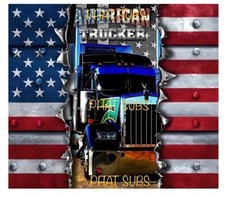 20oz Sublimation Tumbler Wrap American Trucker Ready To Press Heat Transfer
