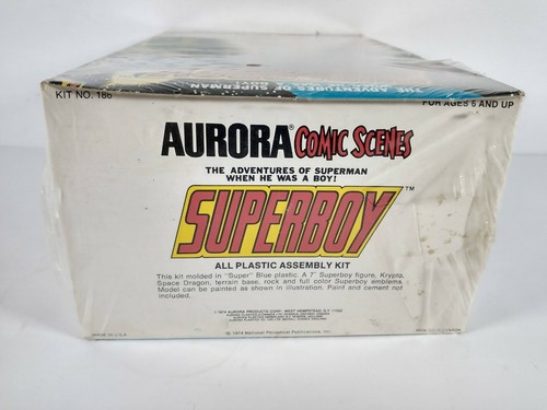 1974 Aurora Comic Scenes Superboy Model Kit # 186 ~ Sealed Box ~ Box Crease - Picture 6 of 10