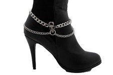 Women Silver Metal Boot Anklet Chain Strap Skeleton Bracelet Skull Shoe Charm