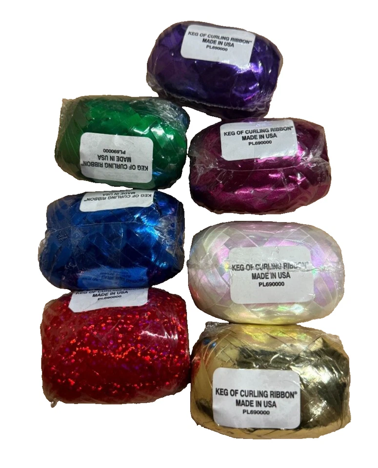Barril de fita de ondulação fita de presente de Natal/feriado cor sortida X 7 - Imagem 3 de 4