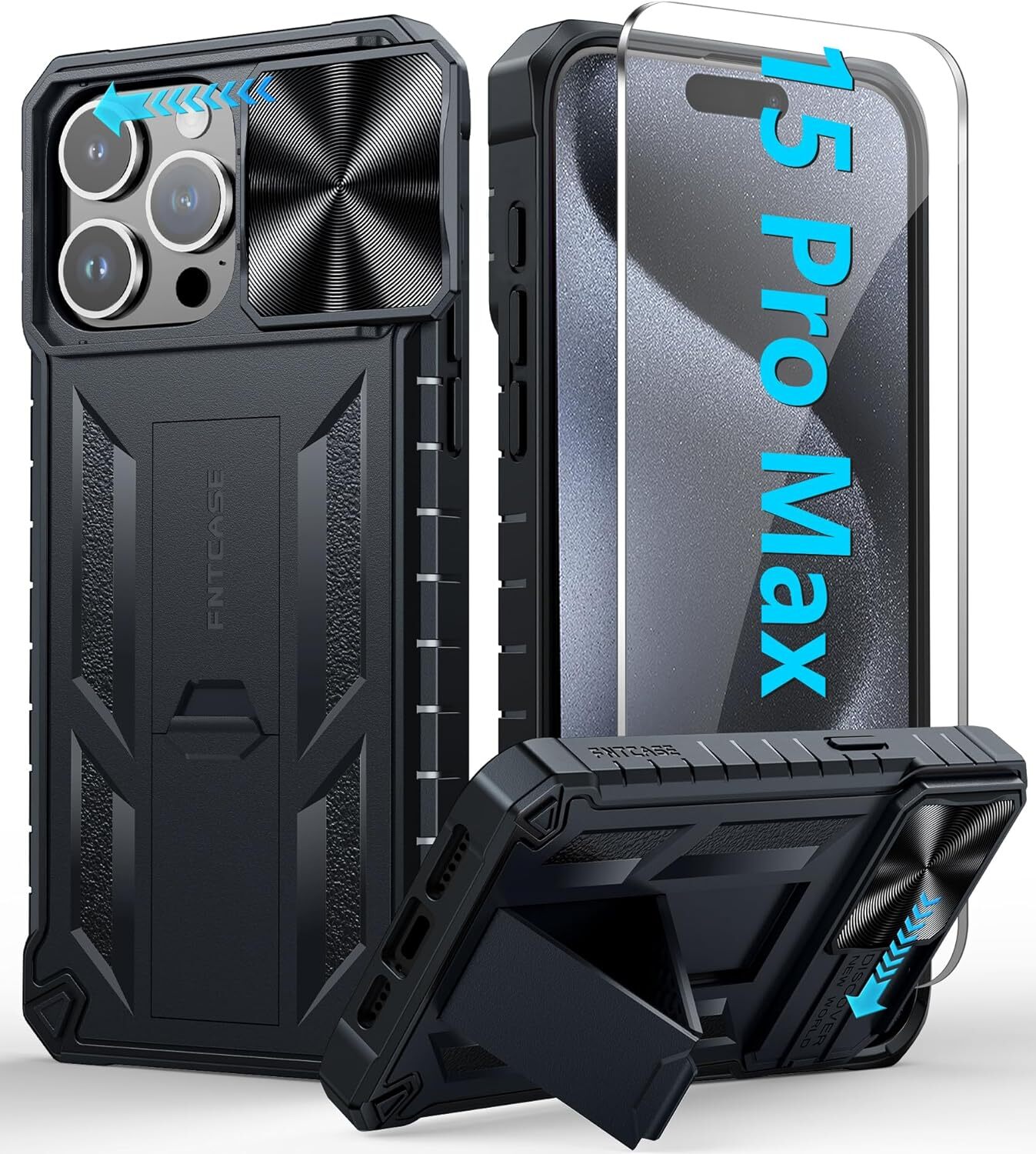 for iPhone 15-Pro-Max Case: Military Grade Drop Proof Protective Rugged Shockpro
