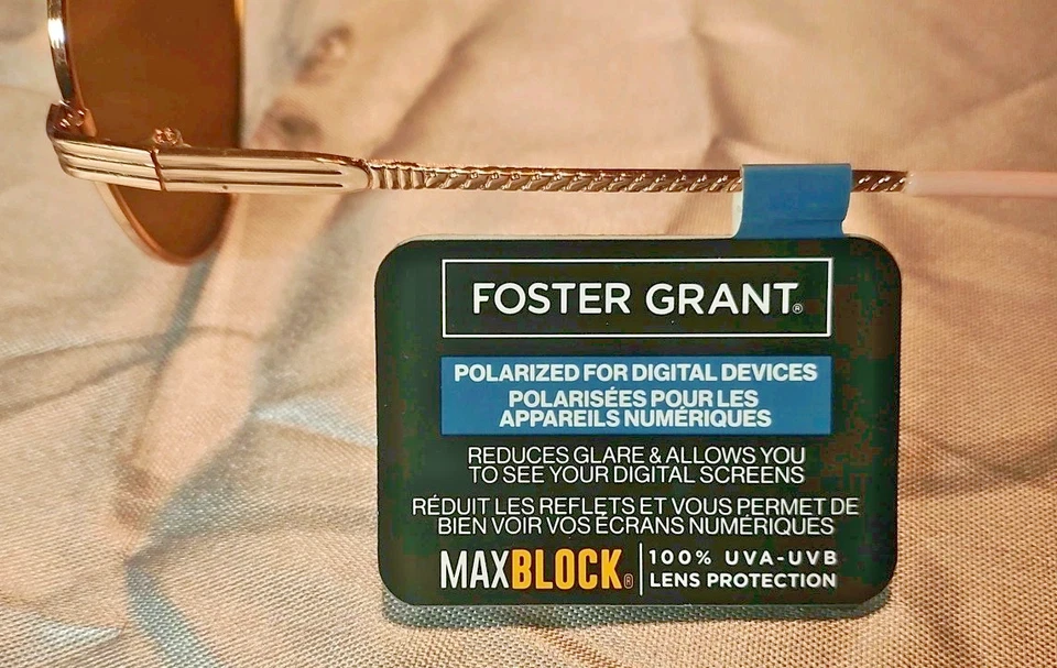 Gafas de sol polarizadas Foster Grant doradas con aviador rosa 100 % UVA/UVB Foto 3 de 4