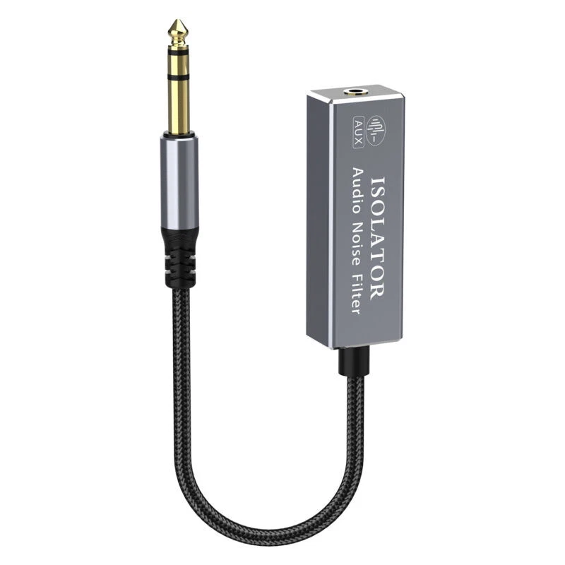 6.35mm 1/4" TRS Male to 3.5mm Female Audio Ground Loop Isolator Hum Eliminator  - Image 2 of 3