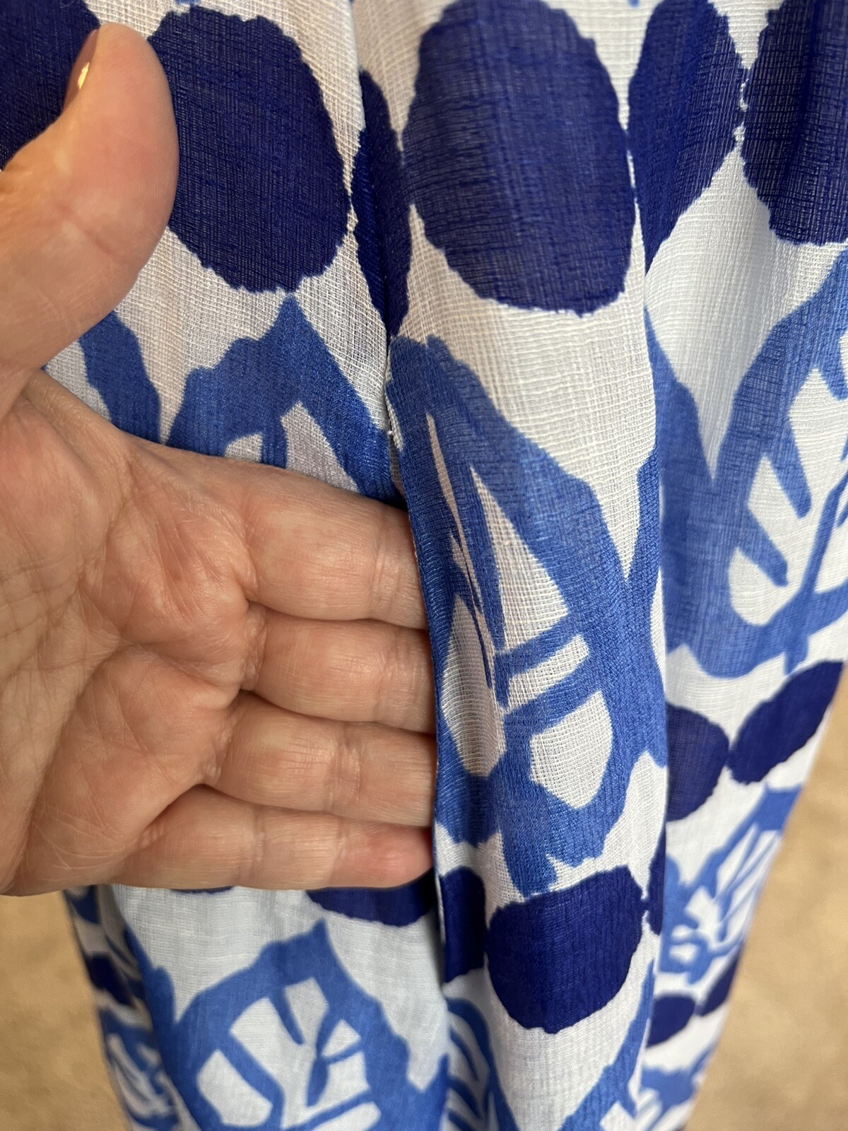 XS Kate Spade Linen Silk Blend Maxi Dress Blue Leaf Print Floral Boho ...