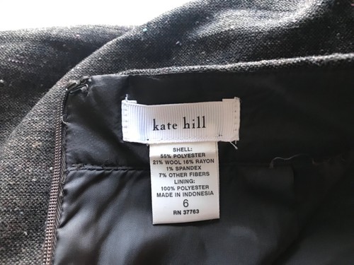 Kate Hill Womens Size 6 Wool Blend Lined Career Skirt Brown Straight Pencil Vent - Picture 5 of 12