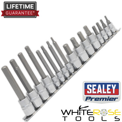 Sealey Sechskant-Steckschlüssel-Bit-Satz 16-teilig 1/4'' & 3/8'' Vierkantantrieb Premier Stahl 
