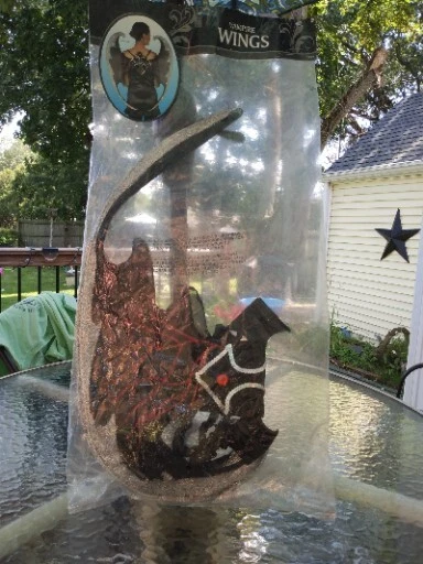 Disfraz de Halloween negro rojo plateado brillantes alas de vampiro tamaño adulto disfraces Foto 2 de 4