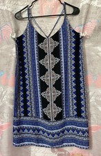 Women's Size Large Dress Blue Printed Strappy Mini Pink Republic Midi Spring