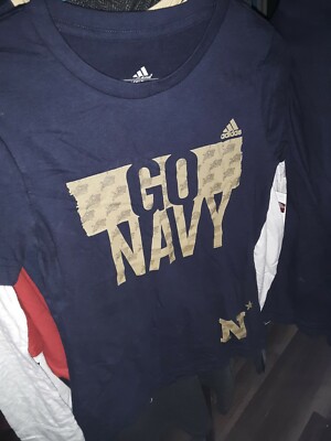 GO NAVY Midshipmen Naval Academy youth girls MEDIUM Adidas Long Sleeve Shirt#399