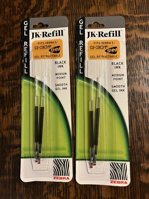 Gel Pen Refills Fits Zebra G-301 Medium Point Black 2pks Of
