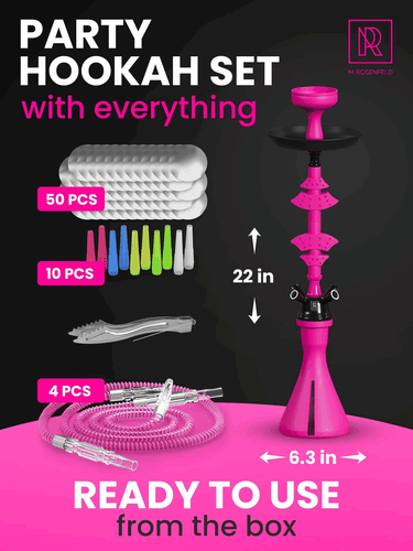 Hookah Set With Everything 4 Hose 50x Foil Big Silicone Bowl Pink Hookah Set - Picture 2 of 4