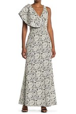 JS Collections 866931 JS Collections Draped Halter Bias Mermaid Gown SZ 2 Ivory