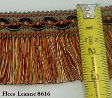High End Leanne Brush Fringe from Spain- 2 3/4" Burgandy/Olive  L7/8616