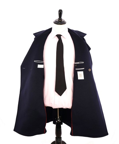 $2,000 ELEVENTY - Navy/Gold CASHMERE/Wool Pilot/Aviator Overcoat - 40R (50 EU) - Picture 13 of 16