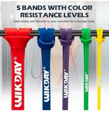 Resistance Bands – Choose Single, Set of 5 w/ Bag – Home Gym Workout Fitness