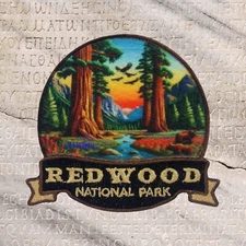 Redwood National Park Patch Iron-on Applique Nature Badge, Sequoia Trees, Travel