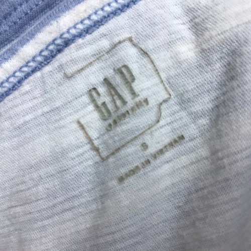 Gap Women's Small Striped Short Sleeve Tee Shirt Scoop Neck White Blue Casual - Picture 5 of 6