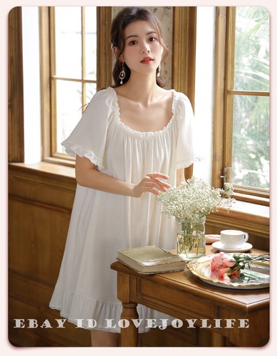 Womens' Cotton Nightgown Short Sleeve Sleepwear Vintage Victorian Nightshirt Lou - Picture 15 of 37