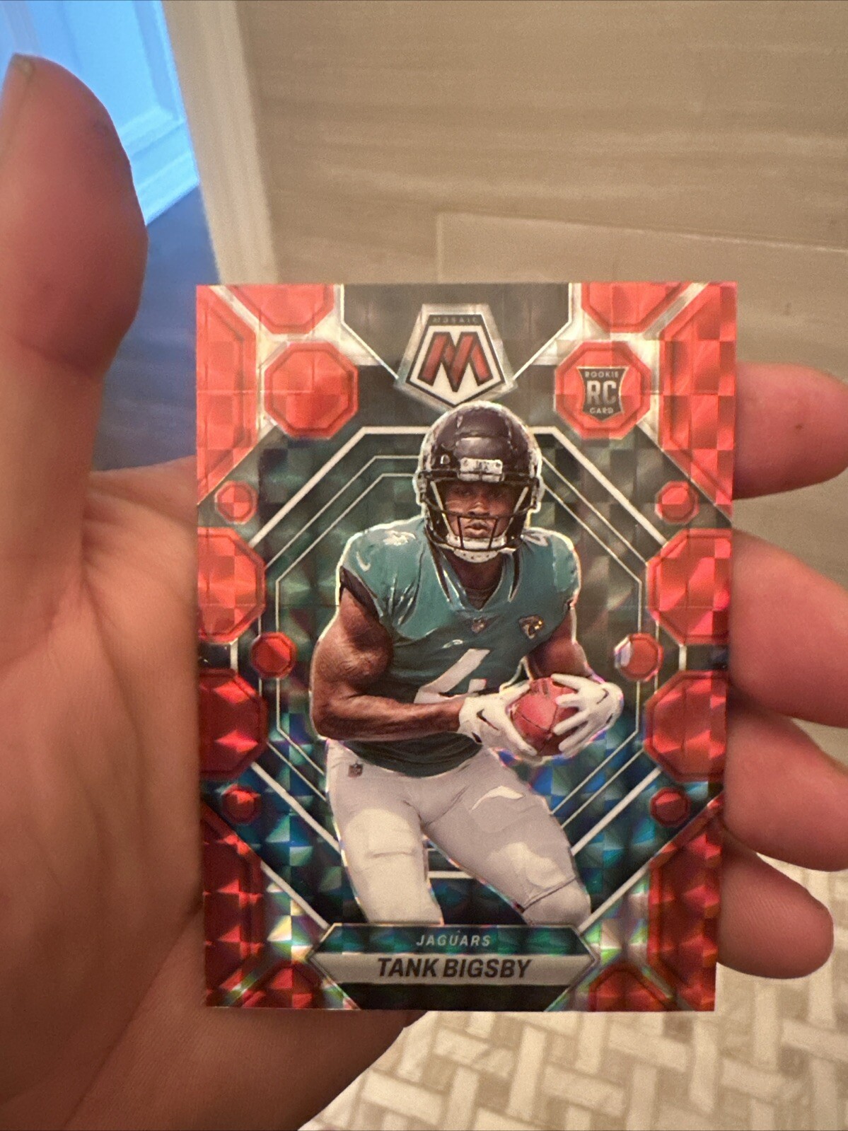 2023 Panini Mosaic - Camo Red Mosaic Prizm #364 Tank Bigsby (RC) Jaguars