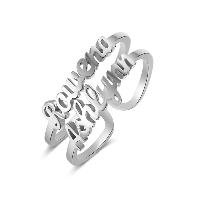 Handcrafted Open Ring with Two Names Perfect Ideal for Couples and Loved Ones