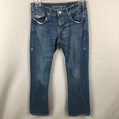 Cowgirl Tuff Jeans Womens 31x31 Blue Mid Rise Boot Cut Western Barbwire  Pockets