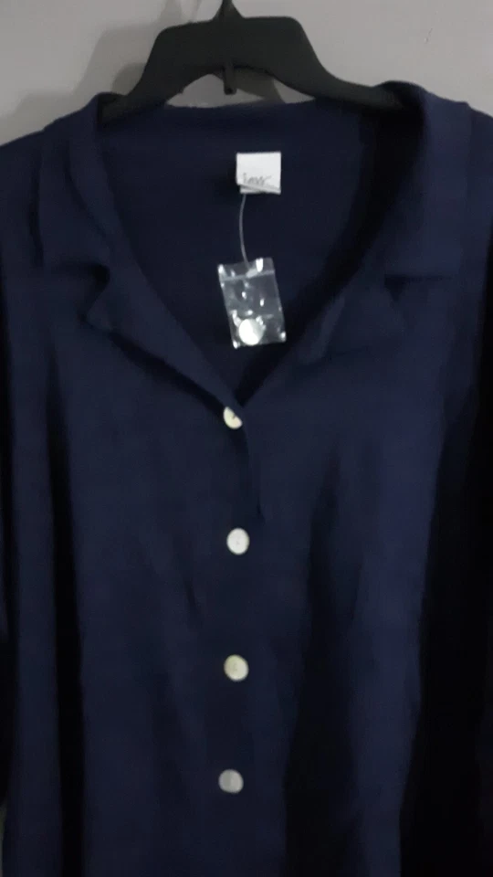 New-WOMAN'S JMS JUST MY SIZE 3/4 SLEEVE/ BUTTON UP BLUE CAREER TOP.SZ 4X - Image 4 of 4