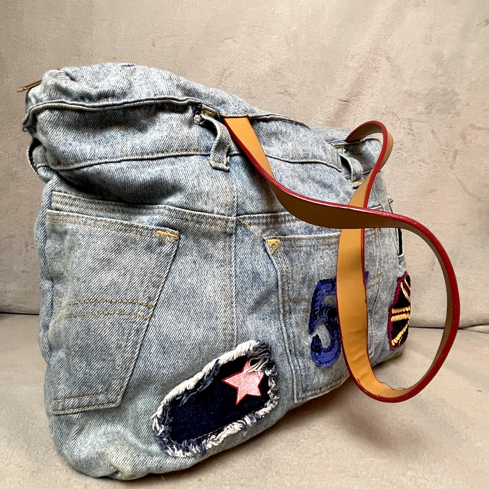 Vintage LuLaRoe Bag Denim Jeans Purse Large Shoul… - image 2