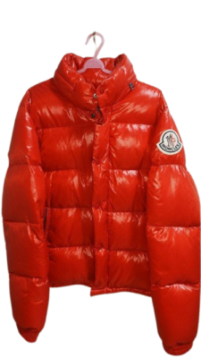 MONCLER EVEREST Down Jacket Red Puffer Jacket Nylon Big Logo Men's