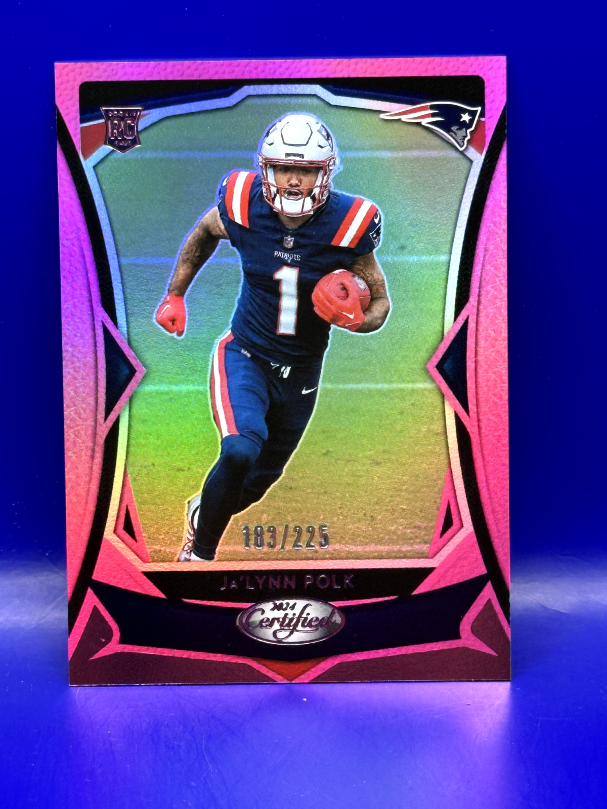 2024 Panini Certified Ja'Lynn Polk RC Pink Mirror 183/225 #128 Patriots Rookie