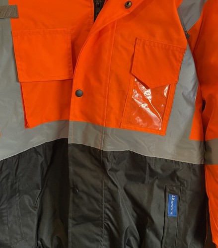 Reflective High Vis Winter Jacket, Detachable Hood, Safety Orange *NEW* L, 2XL - Picture 2 of 6