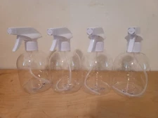 LOT OF 4 NEW 16oz/500ml Empty Clear Plastic Adjustable Trigger Spray Bottles