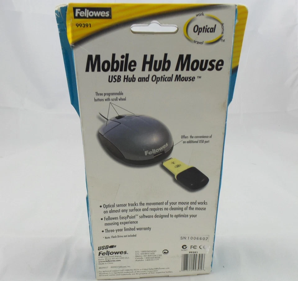 Fellowes Mobile USB Hub Mouse (99391) - Image 2 of 2