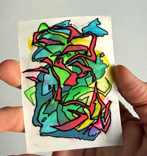 ACEO ATC OOAK COA Original Art Trippy Colorful Grafiti Abstract Psychedelic Cool