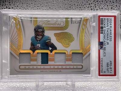 BRIAN THOMAS JR. - 2024 PANINI FLAWLESS ROOKIE SHOWCASE RELICS RC 12/25 - PSA 8