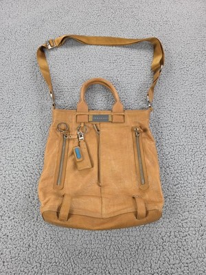 Piquadro Leather Messenger Tote Bag Mens Tan Shoulder Crossbody Laptop