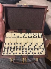 Premium Double 6 Dominoes Set with Leather Case, Travel-Friendly & Durable