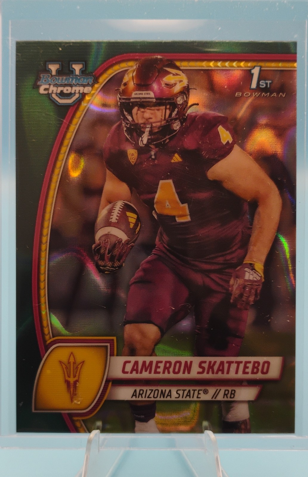2024 Bowman University Chrome - Cameron Skattebo #37 Teal Lava Refractor (RC)