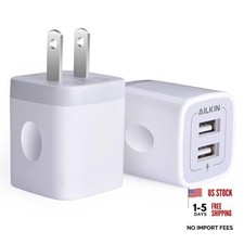 USB Wall Charger, Charger Adapter, 2-Pack 2.1A Dual Port Quick Plug Cube White