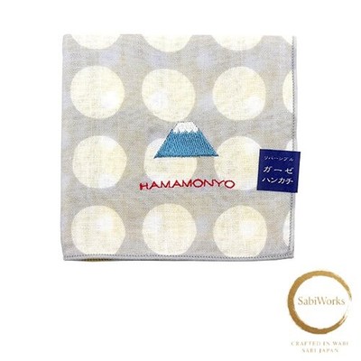 New [Hamamonyo] Reversible Gauze Handkerchief with Rough Dots and Mt. Fuji