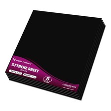Black Polystyrene Flexible Plastic Board Sheet 12" x 12" .020 Thick Styrene...