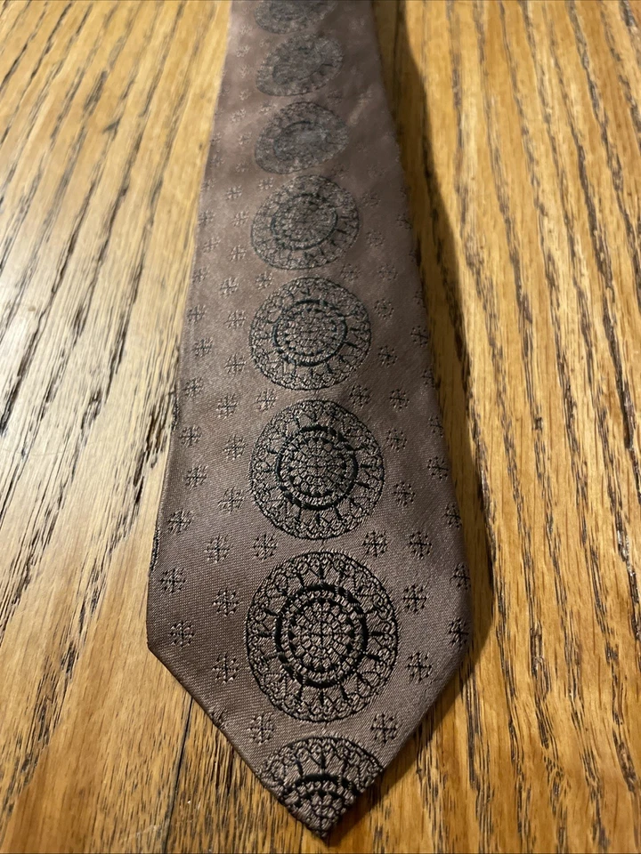 Corbata delgada vintage años 50 real bronce brillante seda foulard VLV Rockabilly Foto 2 de 4