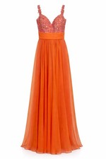 VTG 90s Y2K Cache Sherbet Orange Pink Empire Baby Doll Prom Dress Formal Gown 4