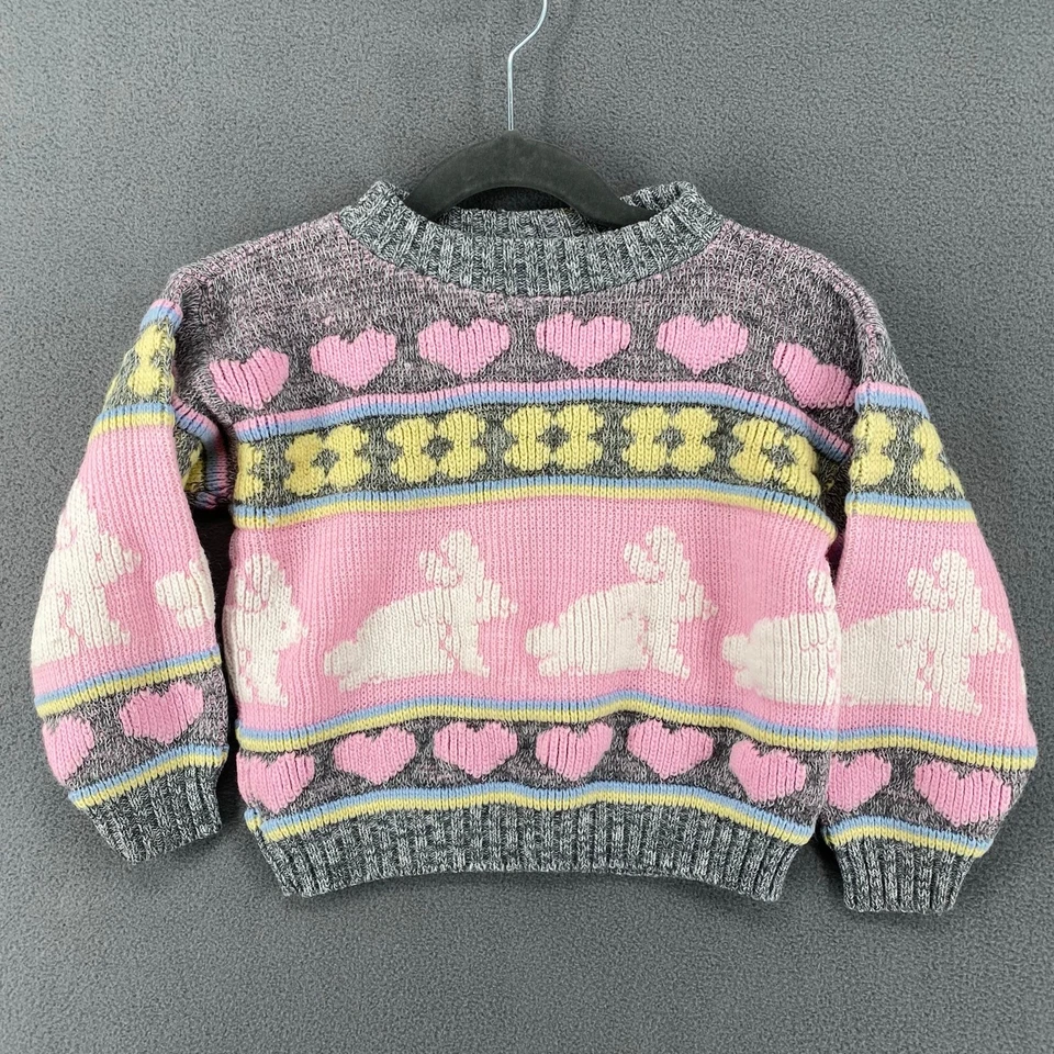 Vintage 80er 90er JaYmie Rose Pullover Kleinkind 12 Monate? Hasen Herzen Made in USA