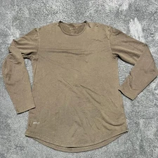 BYLT Drop Cut Long Sleeve Shirt Mens Small Brown Performance Athletic Pullover