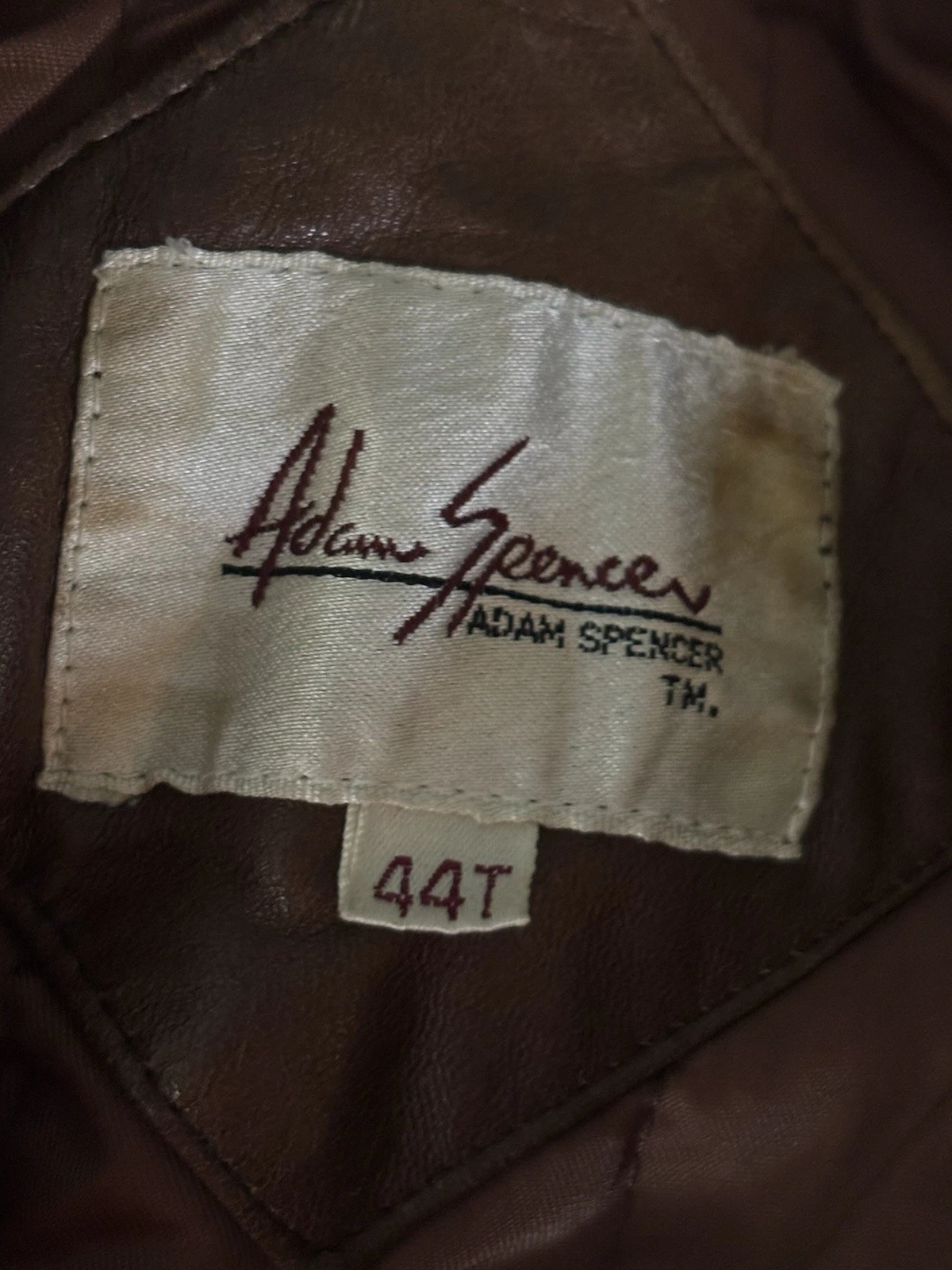 80s Adam Spencer Men's Brown Leather Bomber Jacket Zip Lined 44T soft - product detail image 2