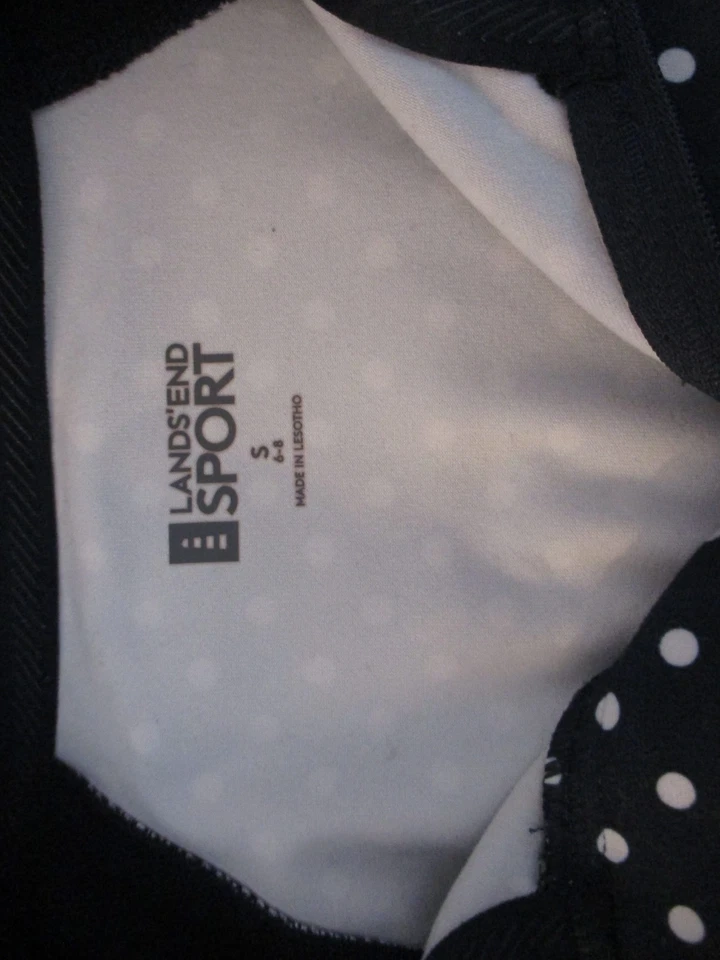 Top deportivo Lands's End talla S manga larga azul marino lunares cuello Foto 3 de 4