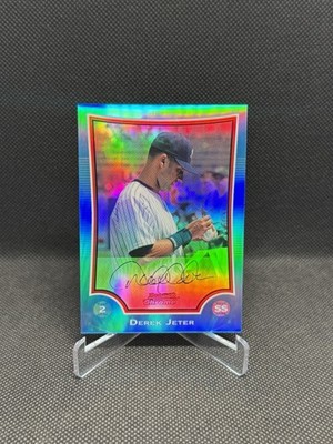 Derek Jeter 2009 Bowman Chrome Blue Refractor #80 77/150 Yankees READ