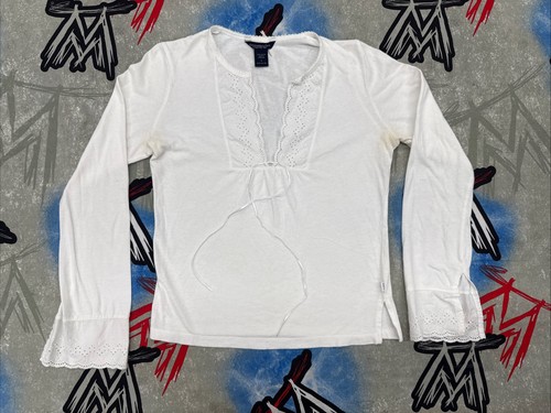 Abercrombie & Fitch Floral Lace Tie Women's L Blouse - Afbeelding 1 van 7