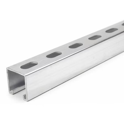 Single Strut Single Channel Strut, Slotted, Aluminum, Plain, 9/16 In X 1-1/8 In Hole ...